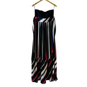 Annarita N Striped Strapless Belted Maxi Dress Size 8